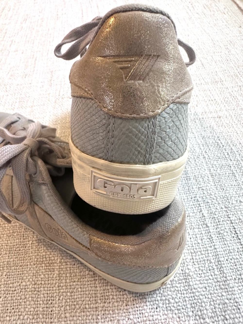 Anthropologie GOLA Orchid II Lizard Sneakers Feather Gray Gold Athleisure Wmn 6 - Picture 11 of 16